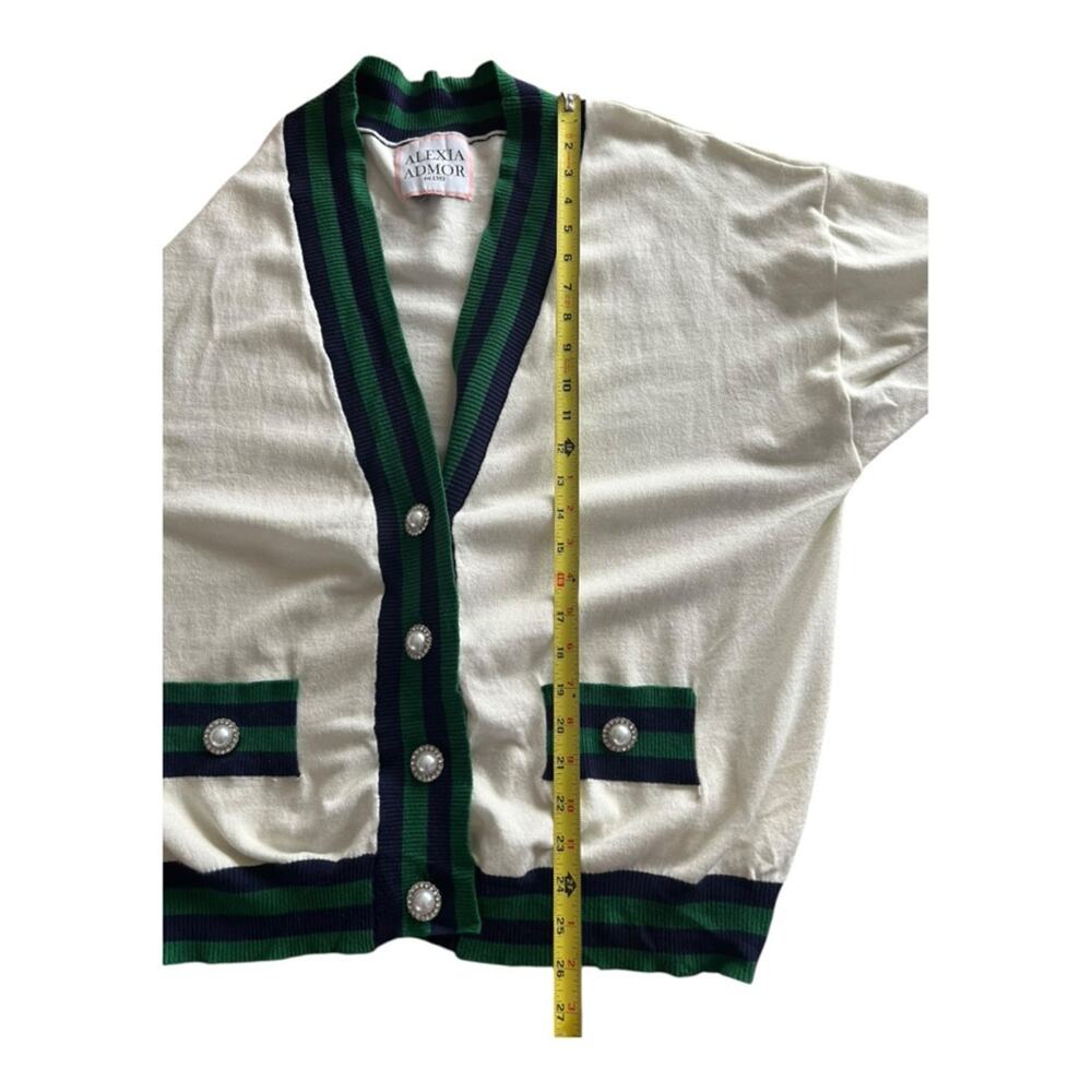 Alexia Admor Frances oversized cream striped cardigan Preppy Academia XL… - Picture 7 of 11